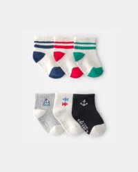 Baby Boy 6-Pack Nautical Ankle Socks Multi 12-24