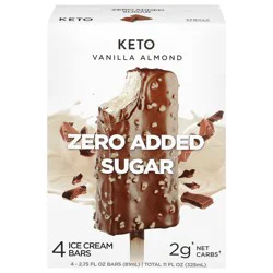 Keto Pint Zero Added Sugar Vanilla Almond Ice Cream Bars 4 - 2.75 fl oz Bars
