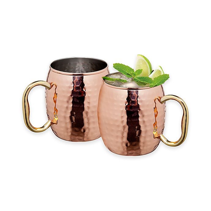 slide 1 of 1, Godinger Hammered Copper Moscow Mule Mugs, 2 ct