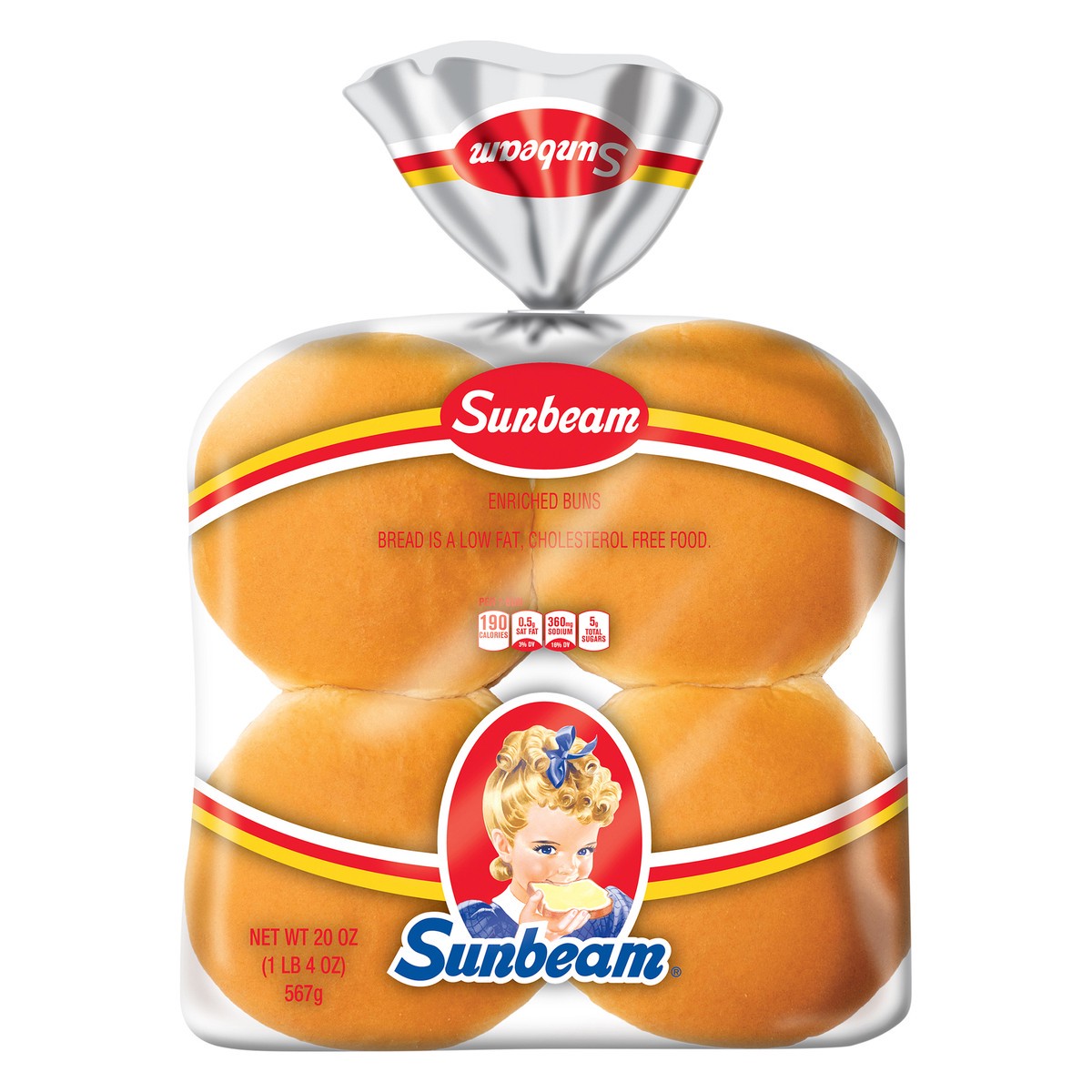 slide 10 of 12, Sunbeam Jumbo Enriched Buns 8 ea, 8 ct