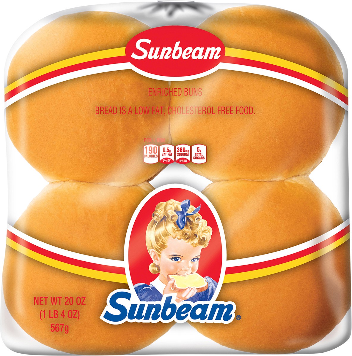 slide 6 of 12, Sunbeam Jumbo Enriched Buns 8 ea, 8 ct