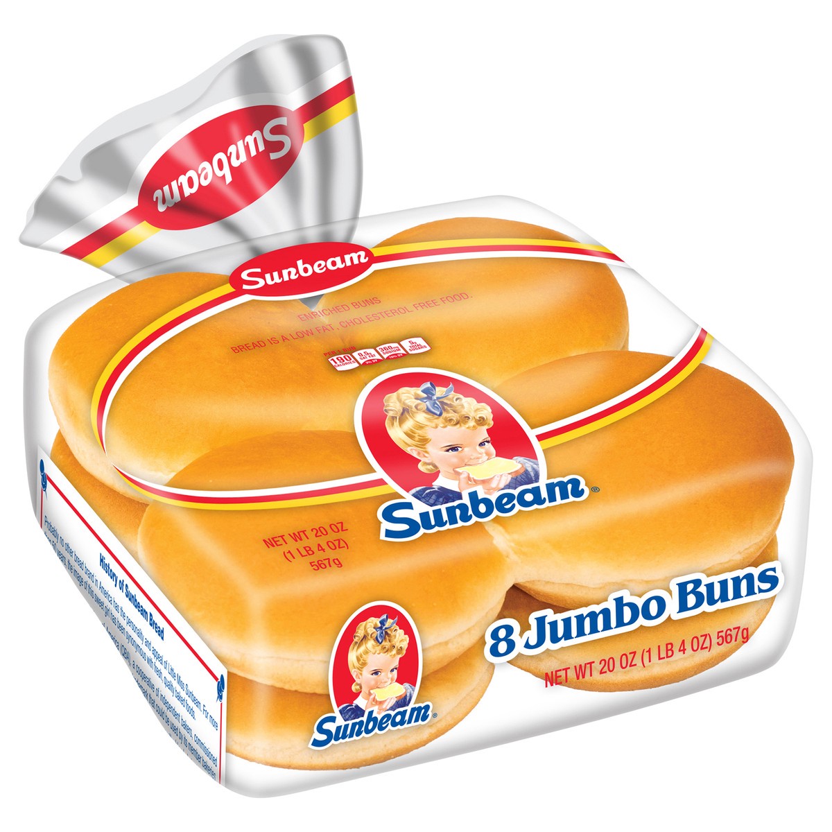 slide 11 of 12, Sunbeam Jumbo Enriched Buns 8 ea, 8 ct
