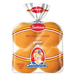 Sunbeam Jumbo Hamburger Buns, Enriched White Bread Burger Buns, 8 Count