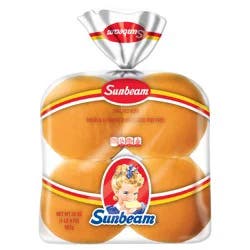 Sunbeam Jumbo Hamburger Buns, Enriched White Bread Burger Buns, 8 Count