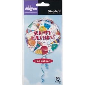 slide 1 of 1, Anagram Standard Happy Birthday Foil Balloon, 1 ct