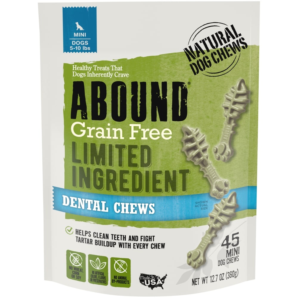 slide 1 of 1, Abound Grain Free Limited Ingredient Dental Chews, 45 ct