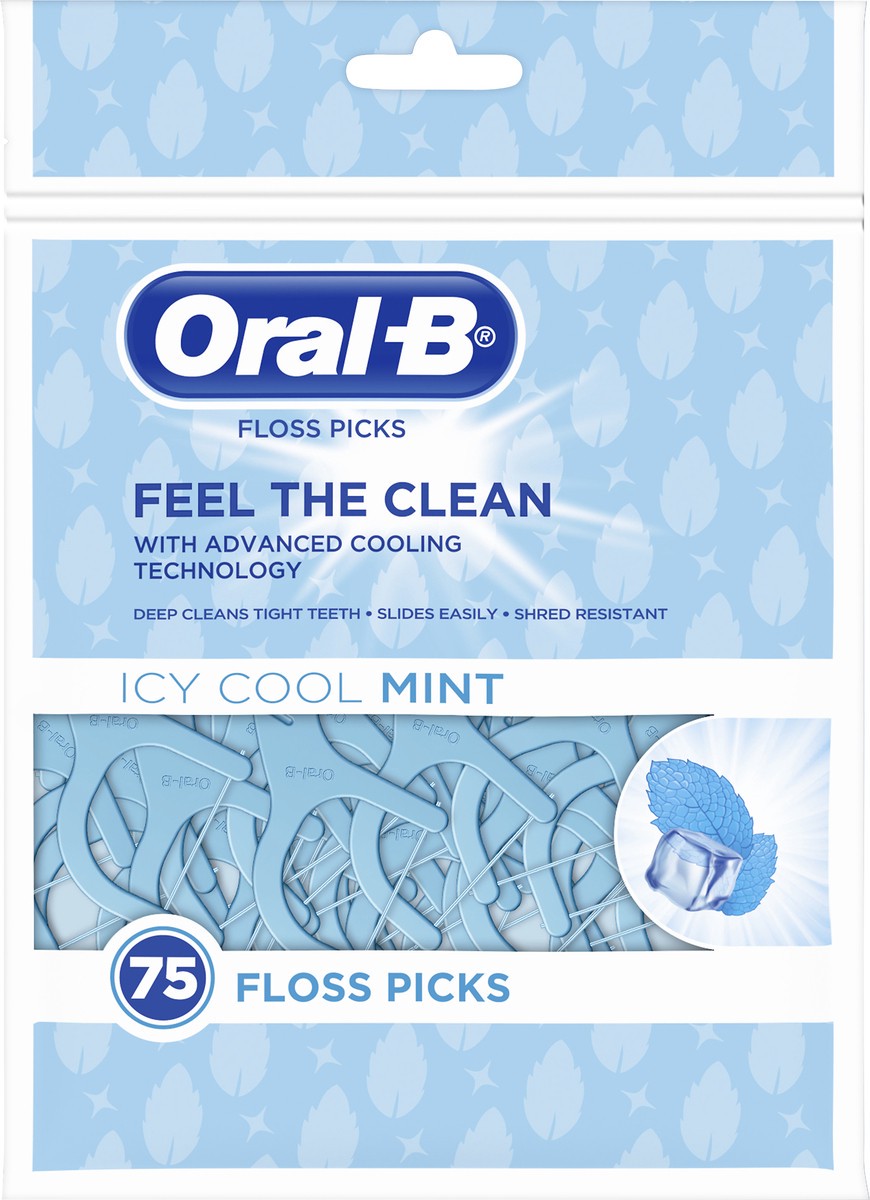 slide 2 of 4, Oral-B Icy Cool Mint Floss Picks 75 ea, 75 ct