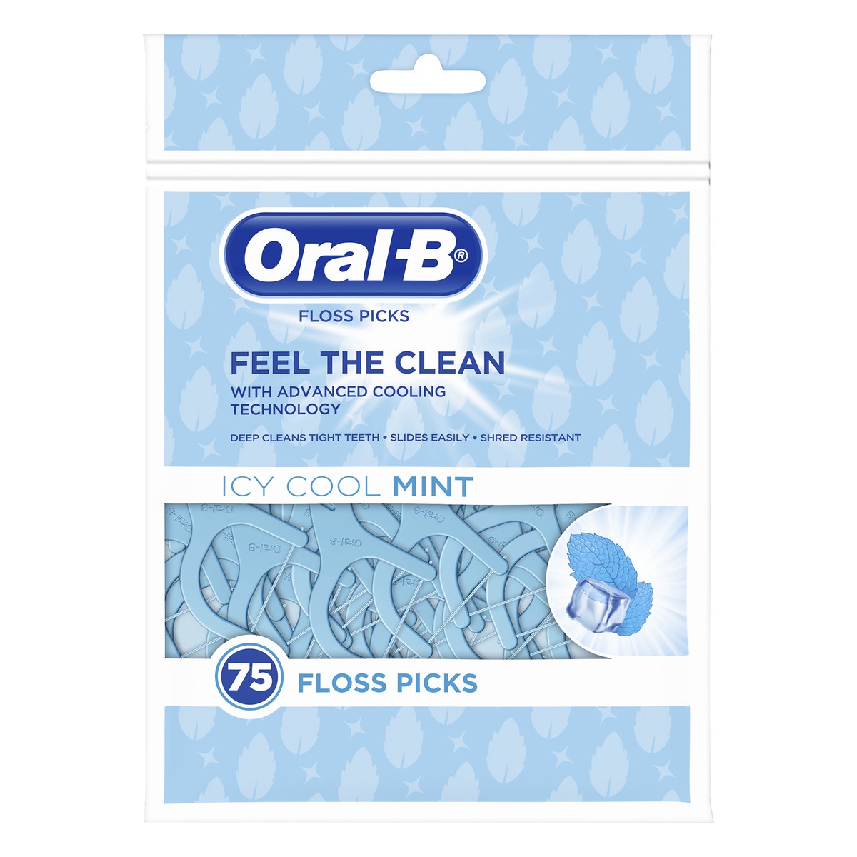 slide 1 of 4, Oral-B Icy Cool Mint Floss Picks 75 ea, 75 ct