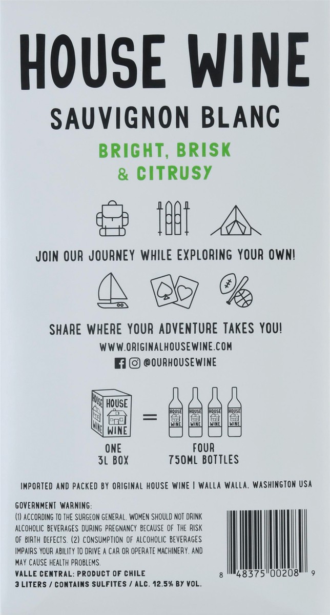 slide 8 of 12, House Wine House Sauvignon Blanc Wine Boxed, 3 liter