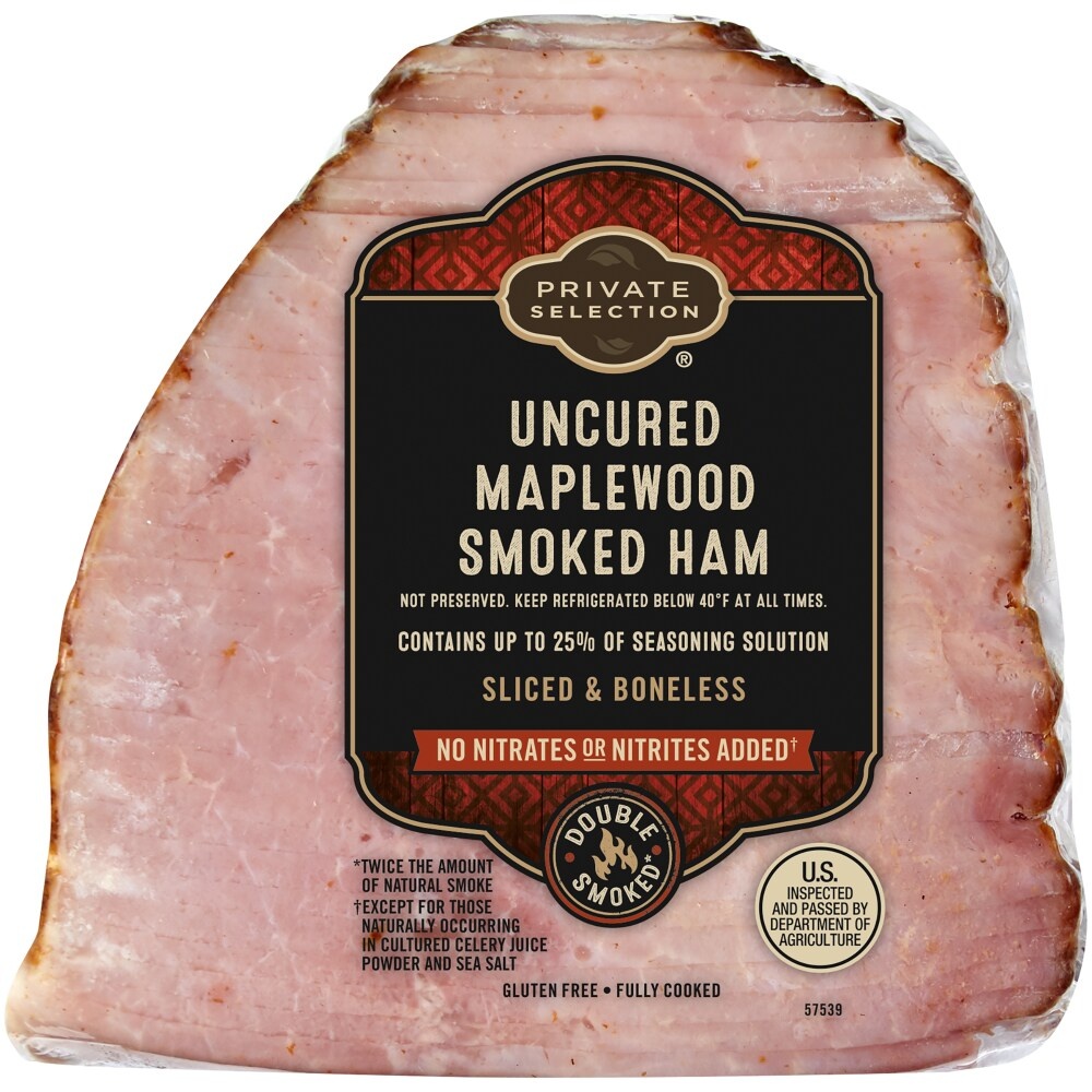 slide 1 of 1, Private Selection Uncured Maplewood Smoked Ham, per lb