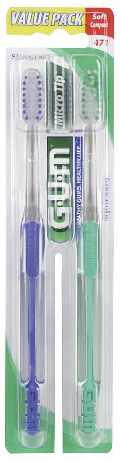 slide 1 of 1, G-U-M Micro Tip Soft Toothbrushes Value Pack, 2 ct