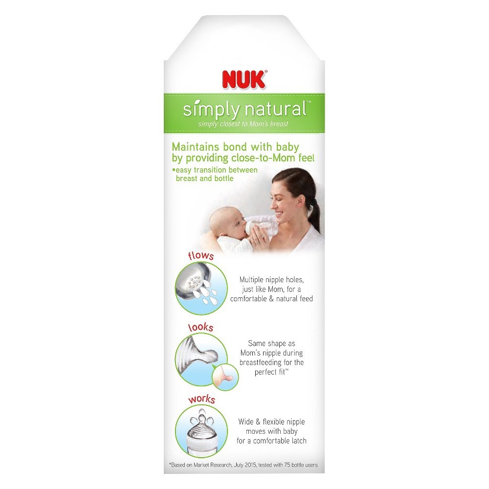 slide 7 of 9, Nuk Simply Natural Baby Bottle 9 Oz, 9 oz