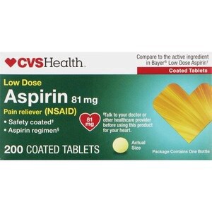 slide 1 of 1, Cvs Health Low Strength Aspirin 81 Mg Enteric Coated Tablets, 200 Ct, 1 ct