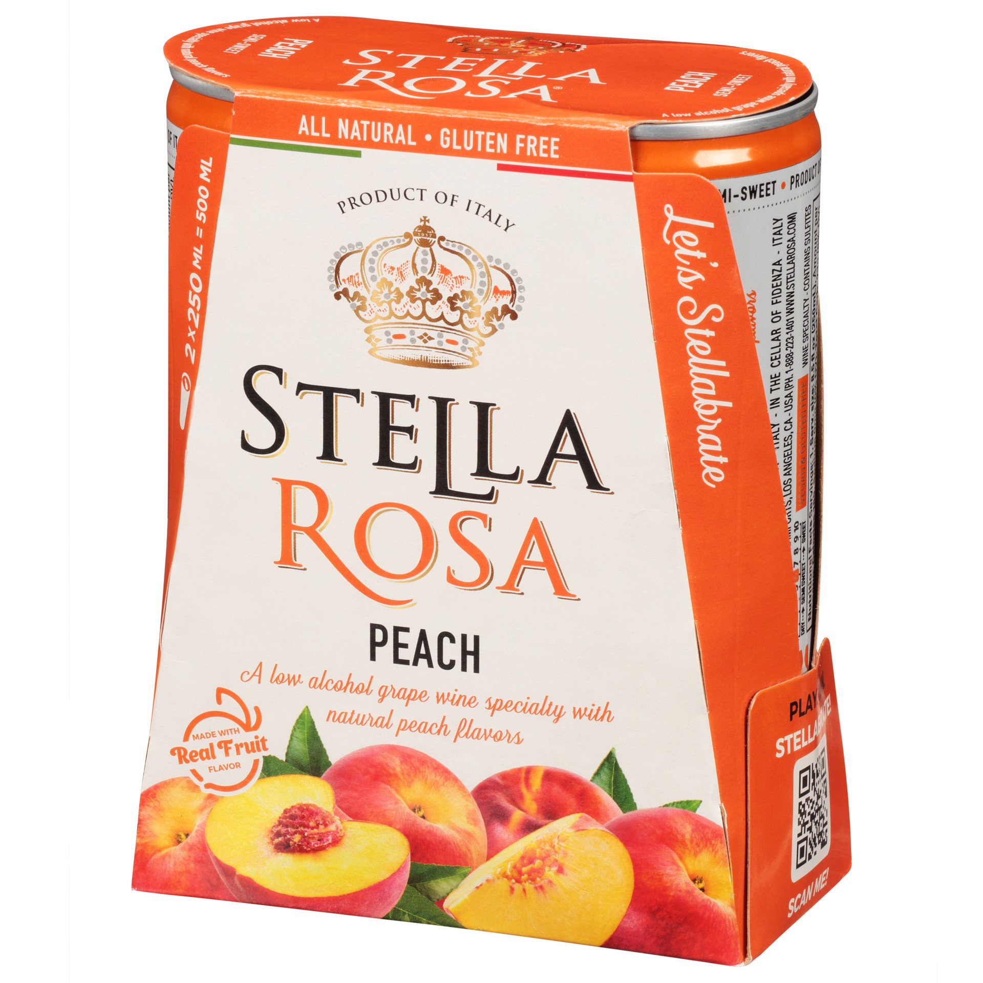 slide 7 of 10, Stella Rosa Peach Semi-Sweet White Wine 2pk/250mL Cans, 2 ct