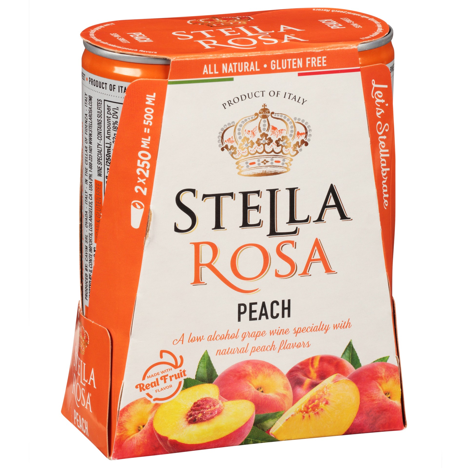 slide 5 of 10, Stella Rosa Peach Semi-Sweet White Wine 2pk/250mL Cans, 2 ct