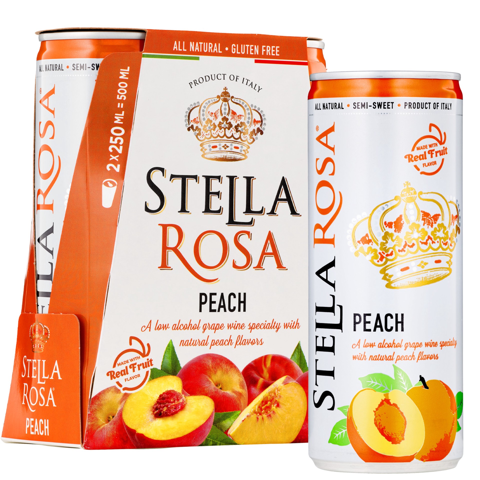 slide 3 of 10, Stella Rosa Peach Semi-Sweet White Wine 2pk/250mL Cans, 2 ct