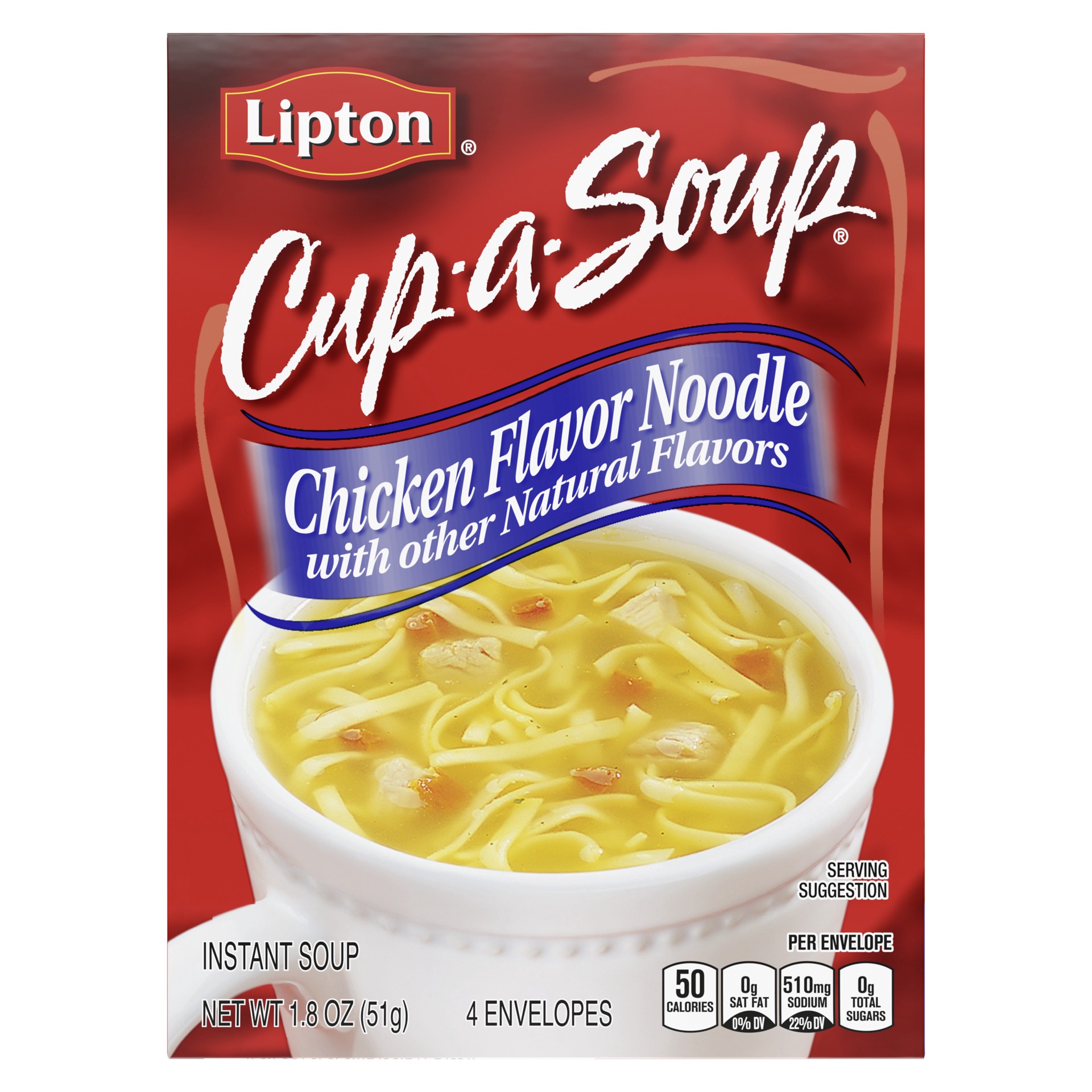 slide 1 of 4, Lipton Cup-a-Soup Instant Soup Chicken Noodle, 1.8 oz, 4 Ct, 4 ct