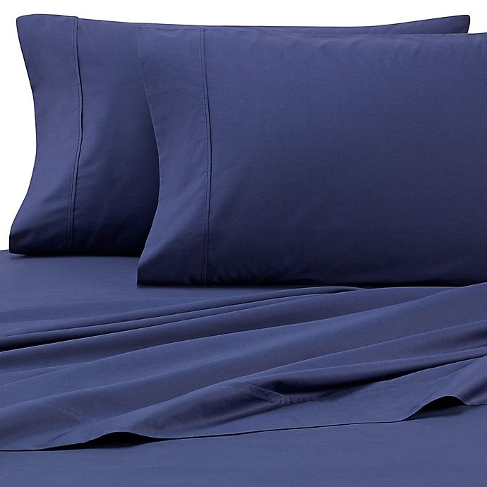 slide 1 of 1, Heartland HomeGrown 325-Thread-Count Cotton Percale King Flat Sheet - Navy, 1 ct