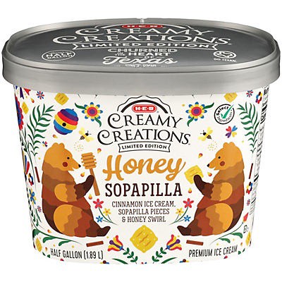 slide 1 of 1, H-E-B Creamy Creations Honey Sopapilla Ice Cream, 1/2 gal