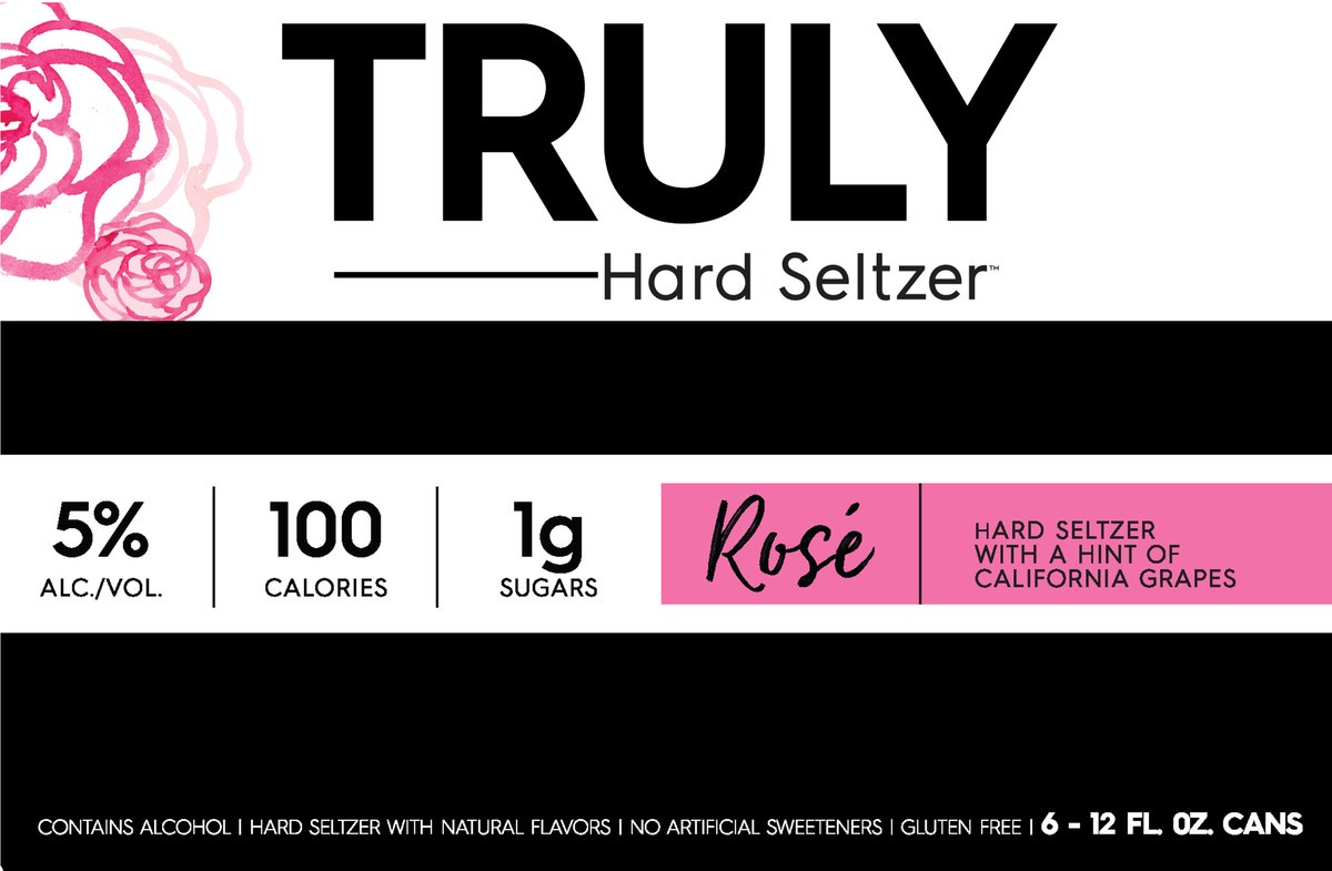 slide 5 of 5, TRULY Hard Seltzer Rose, Spiked & Sparkling Water, 6 ct; 12 fl oz