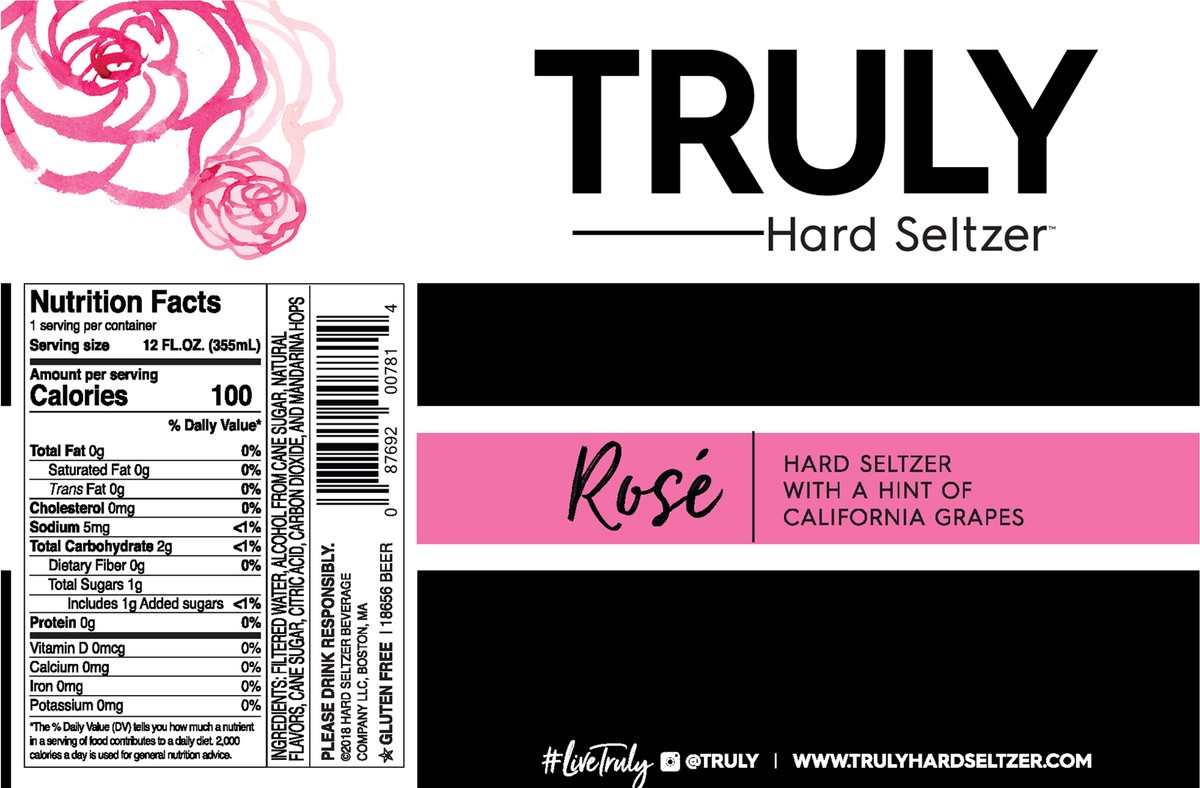 slide 2 of 5, TRULY Hard Seltzer Rose, Spiked & Sparkling Water, 6 ct; 12 fl oz