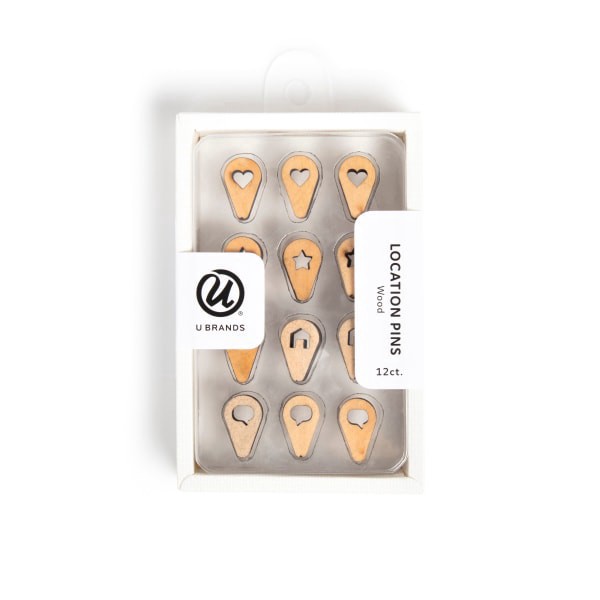 slide 1 of 4, U Brands® Location Push Pins, Natural, Set Of 12 Pins, 1 ct