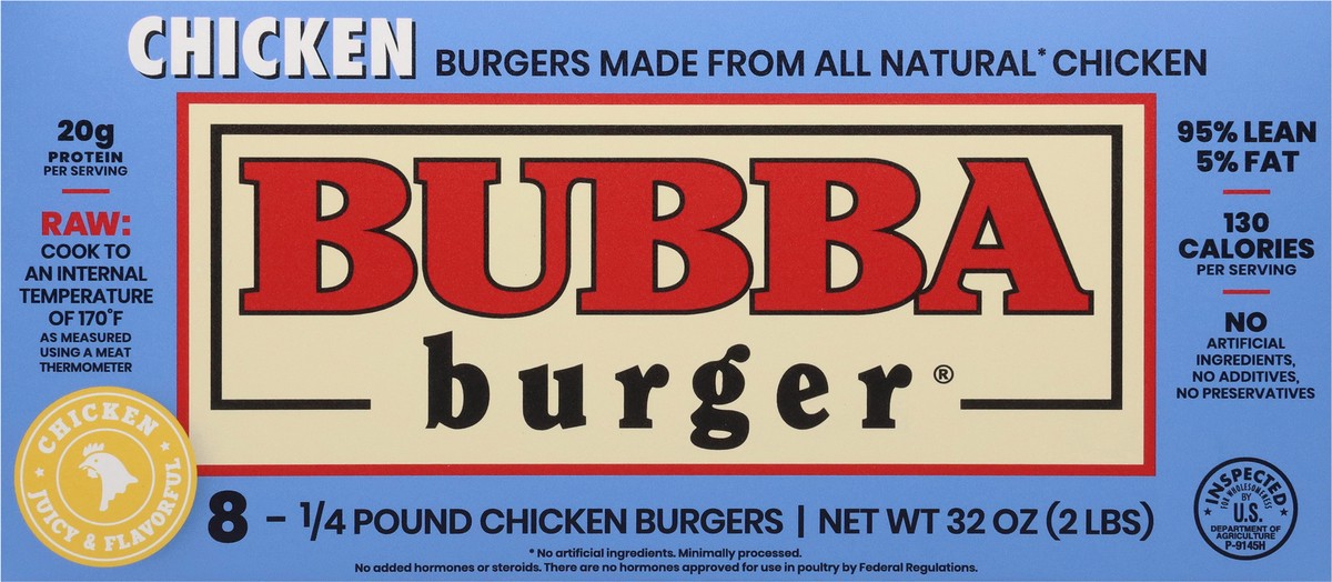 slide 8 of 14, BUBBA Burger Chicken Burgers 8 ea, 8 ct