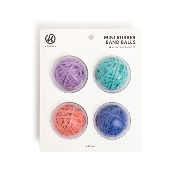 slide 1 of 4, U Brands® Mini Rubber Band Balls, Assorted Brights, Set Of 4 Balls, 1 ct
