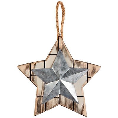 slide 1 of 1, Haven & Key Wood & Galvanized White Star Decor, 9 in