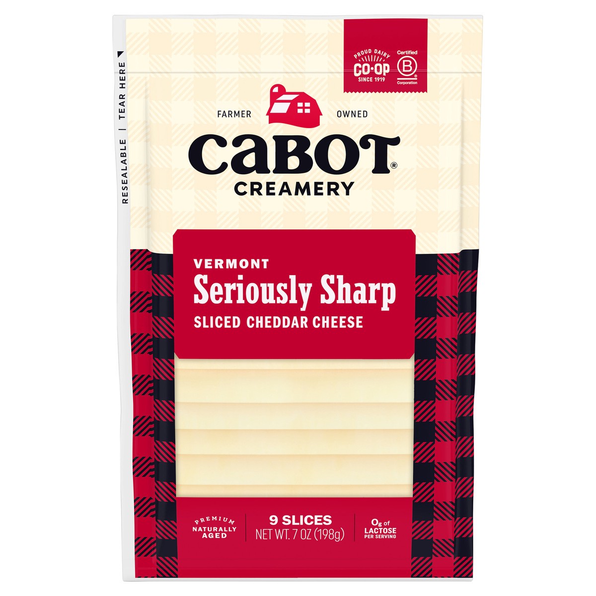 slide 1 of 1, Cabot Seriously Sharp Cheddar Cheese Slices, 9 ct