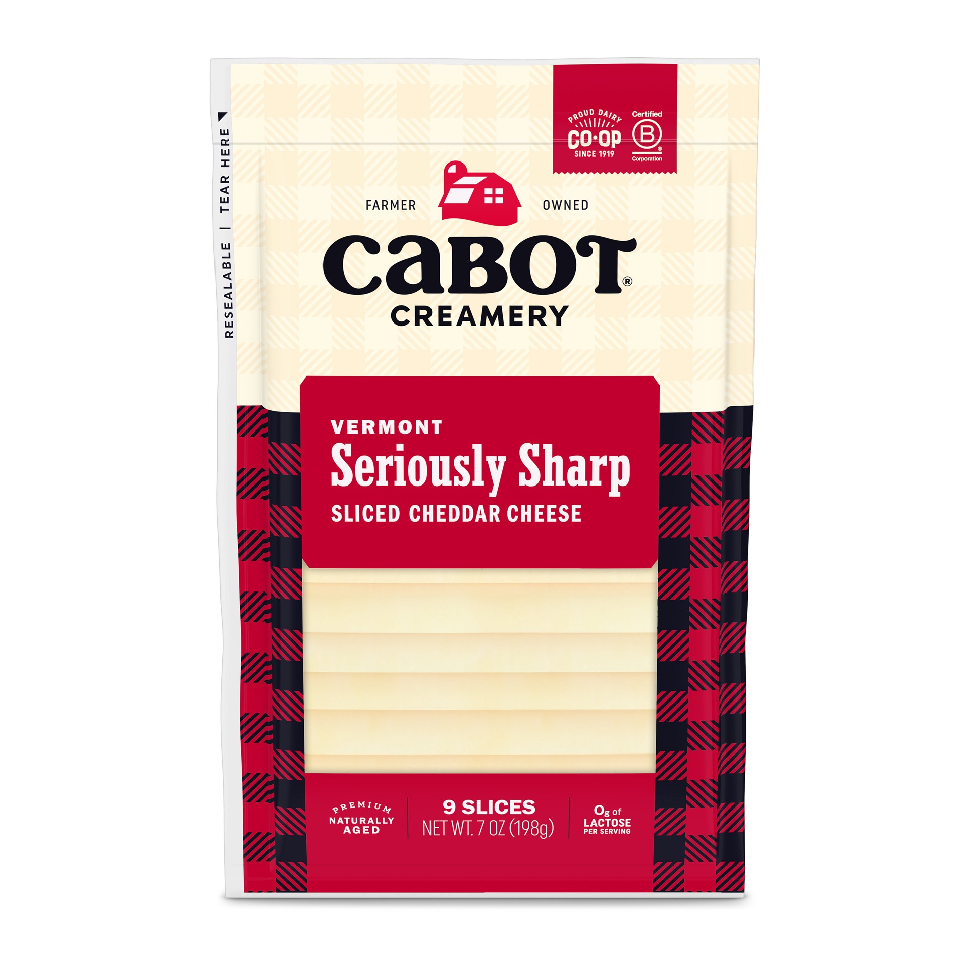 slide 1 of 1, Cabot Seriously Sharp Cheddar Cheese Slices, 9 ct