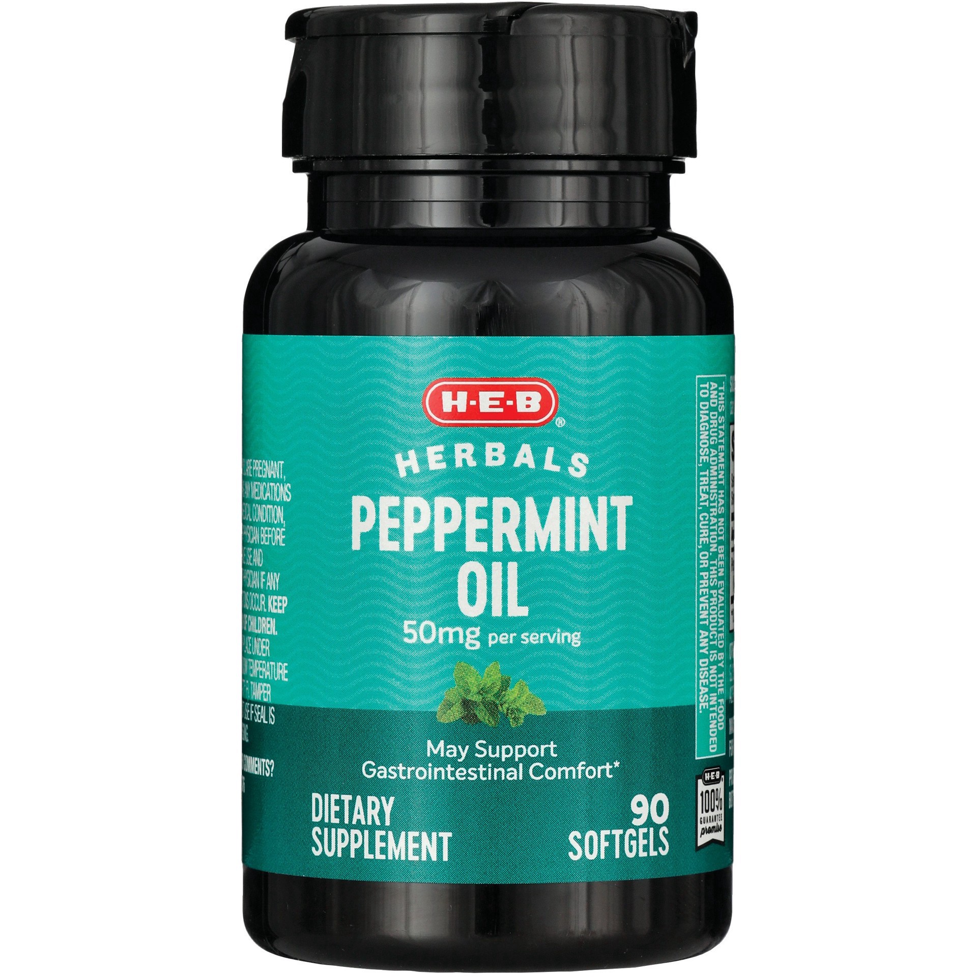 slide 1 of 1, H-E-B Herbals Peppermint Oil Softgels - 50 mg, 90 ct