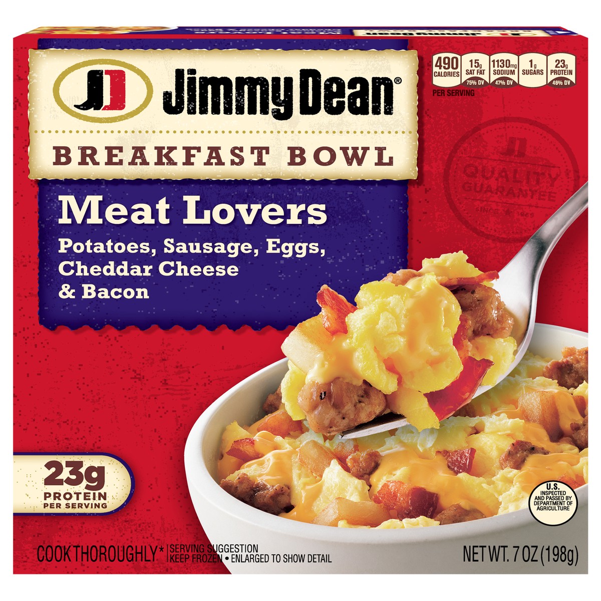 slide 1 of 9, Jimmy Dean Breakfast Bowl Meat Lovers, Frozen, 7 oz Bowl, 7 oz