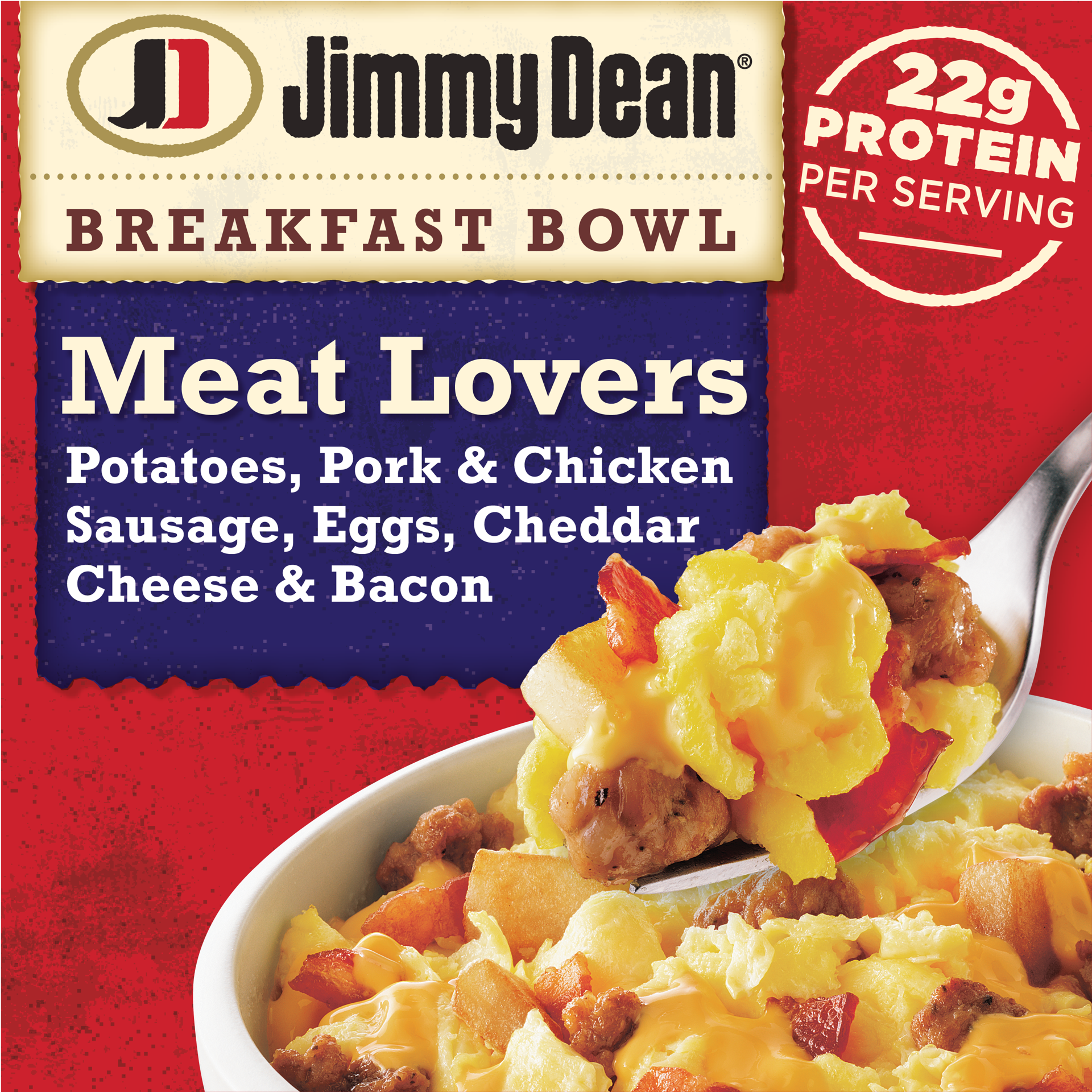 slide 1 of 9, Jimmy Dean Breakfast Bowl Meat Lovers, Frozen, 7 oz Bowl, 198.45 g