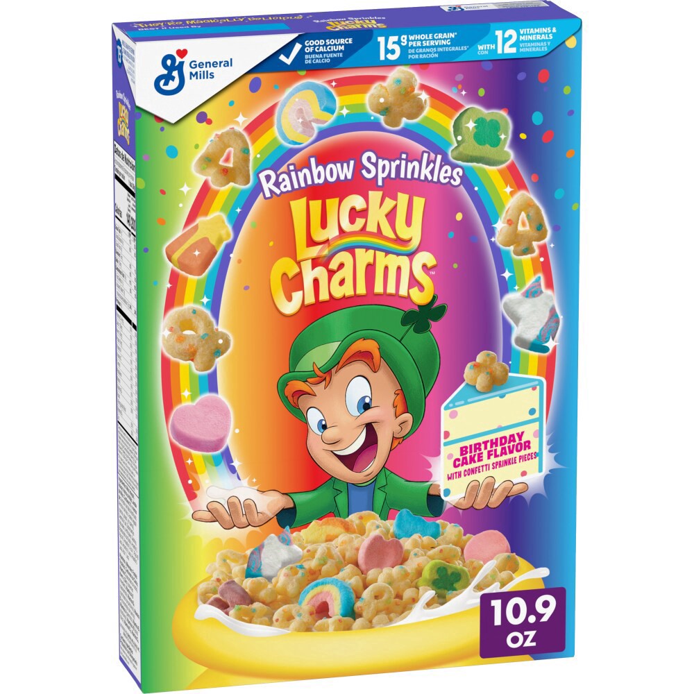 slide 1 of 6, Lucky Charms Rainbow Sprinkles Cereal with Marshmallows, 10.9 oz