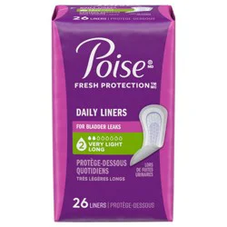 Poise Fresh Protection Daily Liners, Very Light Absorbency, Long Length, 26 Count