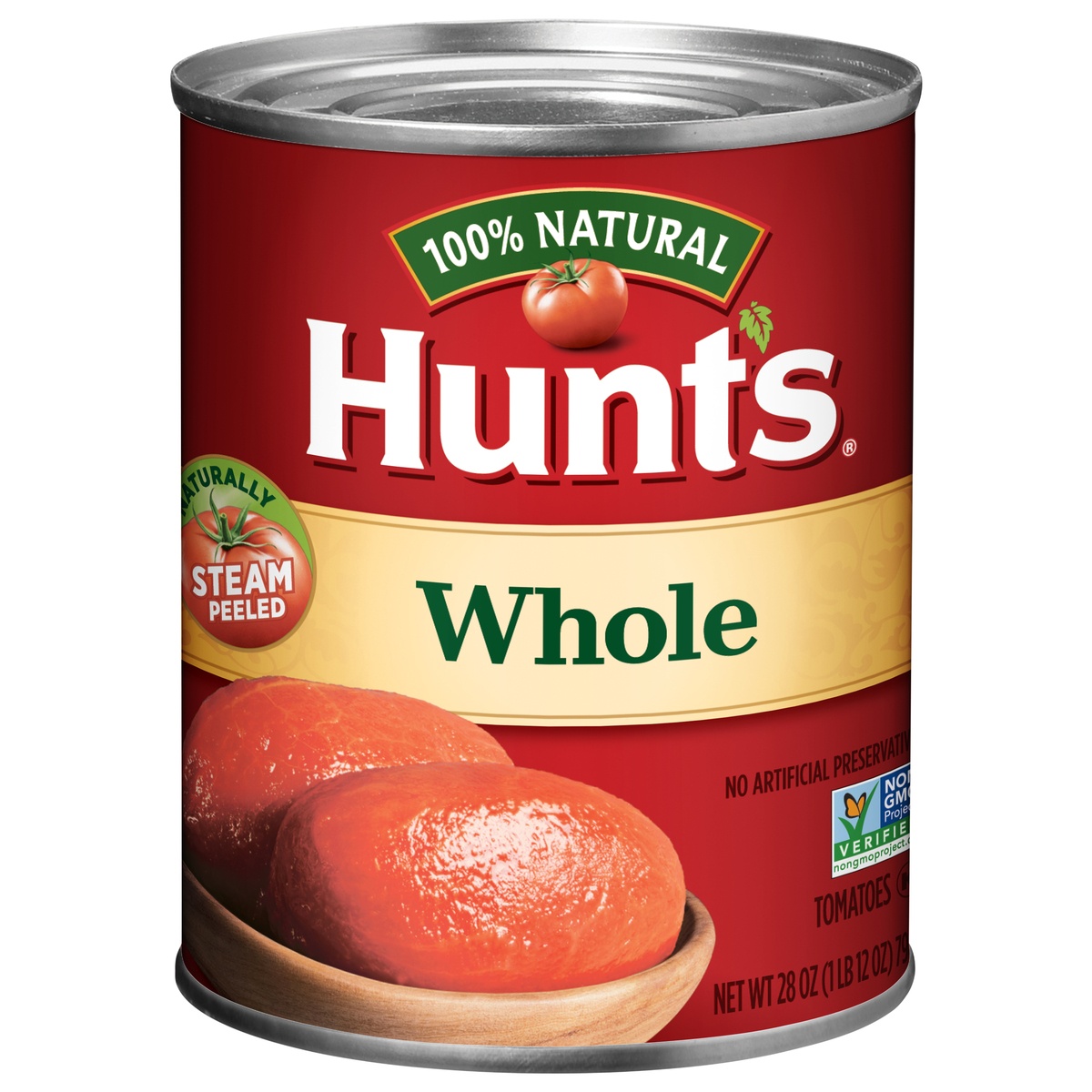 slide 1 of 4, Hunt's 100% Natural Whole Tomatoes, 28 oz