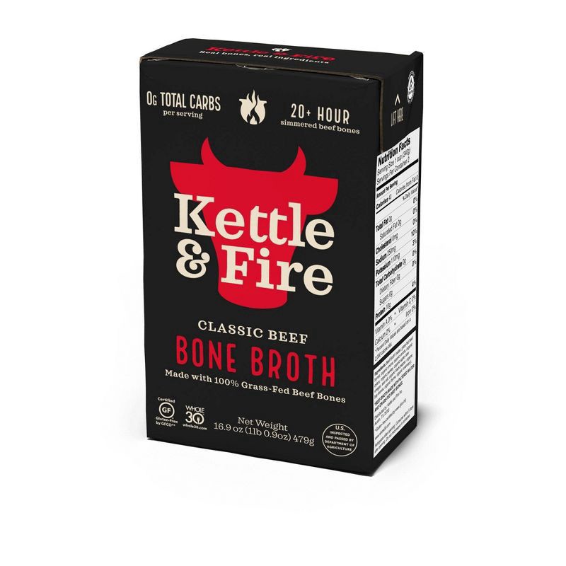 slide 1 of 9, Kettle & Fire Classic Beef Bone Broth 16.9 oz, 16.9 fl oz