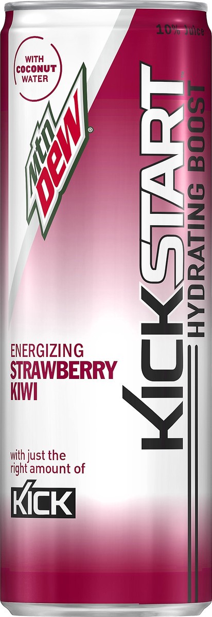 slide 4 of 5, Mountain Dew Kickstart Hydrating Boost Sparkling Juice Beverage Energizing Strawberry Kiwi Naturally and Artificially Flavored 12 Fl Oz Can, 12 oz