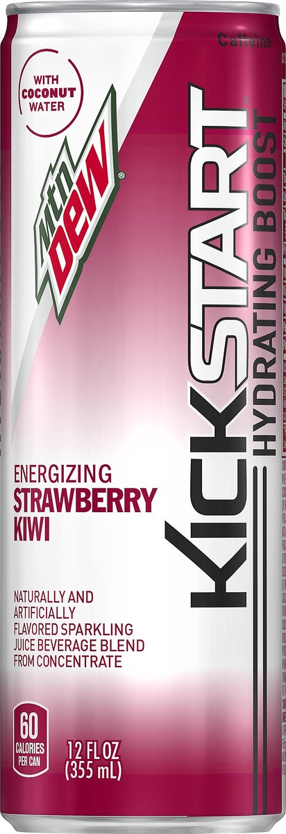 slide 3 of 5, Mountain Dew Kickstart Hydrating Boost Sparkling Juice Beverage Energizing Strawberry Kiwi Naturally and Artificially Flavored 12 Fl Oz Can, 12 oz