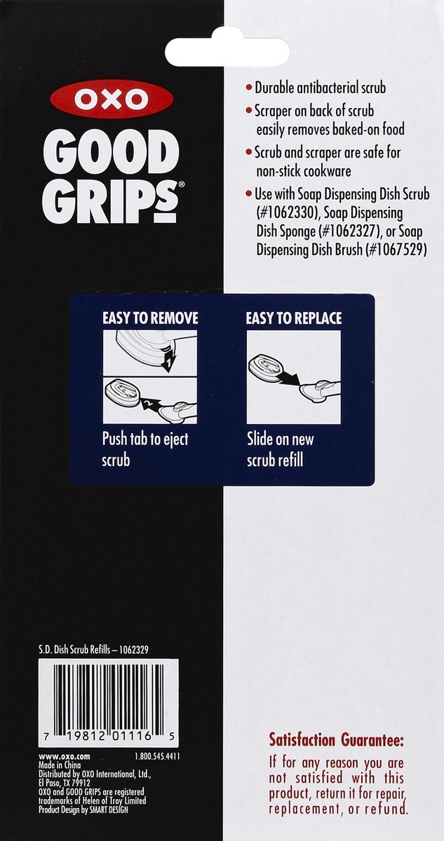 slide 5 of 5, OXO Dish Scrub Refills 1 ea, 2.5 in x 1 in x 3.5 in