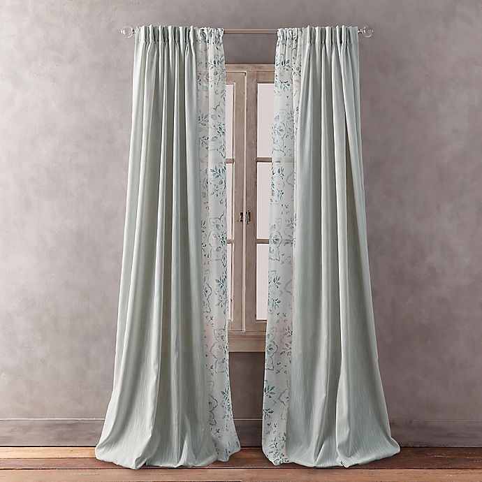 slide 5 of 5, Peri Home Dayna Solid Pinch Pleat Window Curtain Panel - Aqua, 63 in