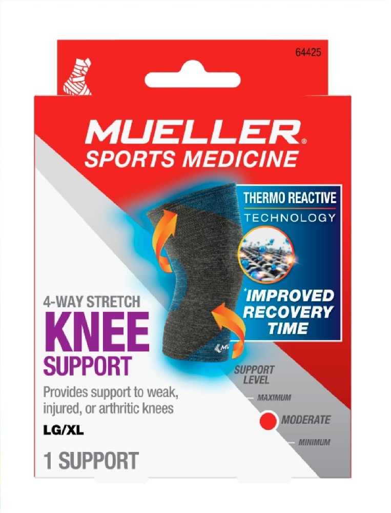 slide 1 of 1, Mueller 4-Way Stretch Knee Support, 1 ct