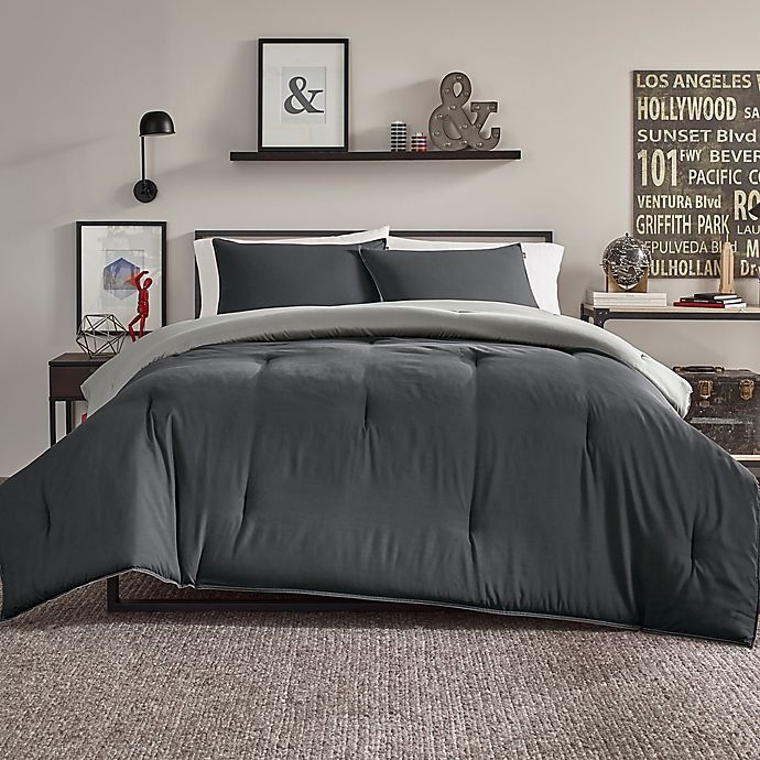 slide 1 of 8, Nautica Solid Reversible Microfiber King Comforter Set - Grey, 1 ct