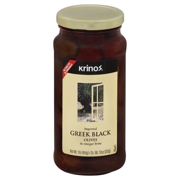 slide 1 of 1, Krinos Greek Black Olives, 16 oz