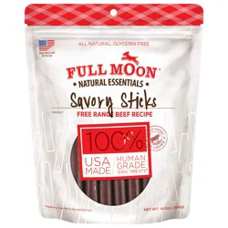 FULL MOON All Natural Human Grade Dog Treats, Essential Beef Savory Sticks, 14 Ounce