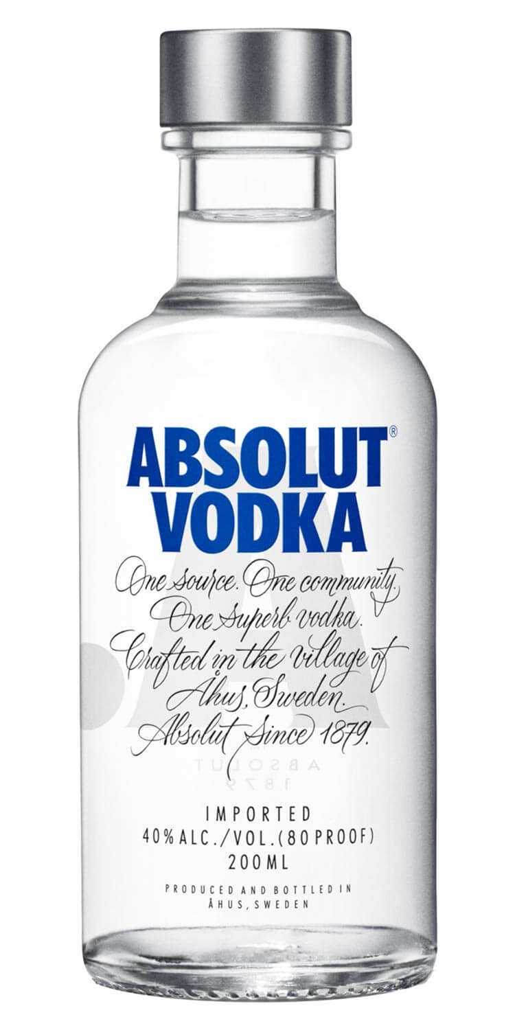slide 1 of 1, Absolut Vodka Bottle, 200 ml