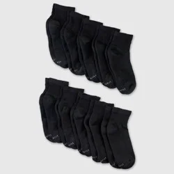 Hanes Cushioned Women's Ankle Athletic Socks, Black, Size 5-9