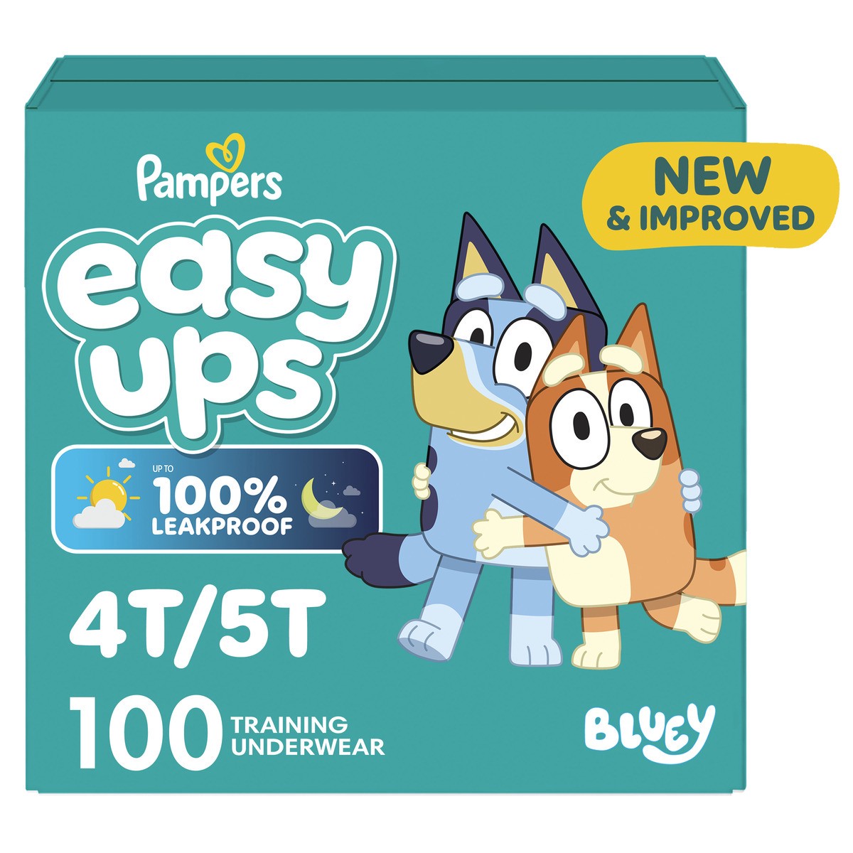 slide 1 of 10, Pampers Easy Ups Girls & Boys Potty Training Pants, Size 6 (4T5T), 100 Count, Bluey Absorbent Training Underwear, Up to 100% Leakproof Day and Night, Hypoallergenic, 100 ct
