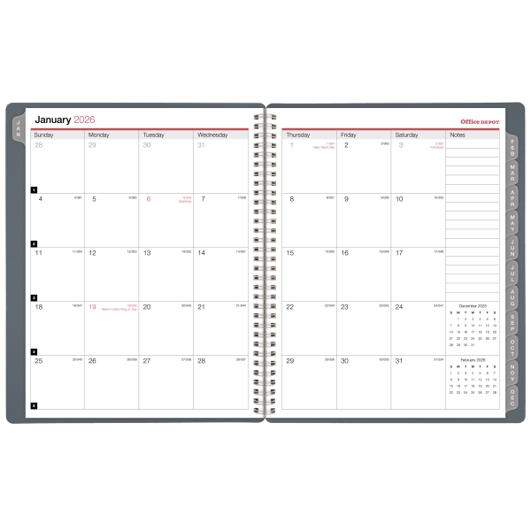 slide 2 of 6, Office Depot Brand Weekly Monthly Appointment Book, 8 1/2"" x 11"", Silver, January 2026 to December 2026, OD71053026, 1 ct